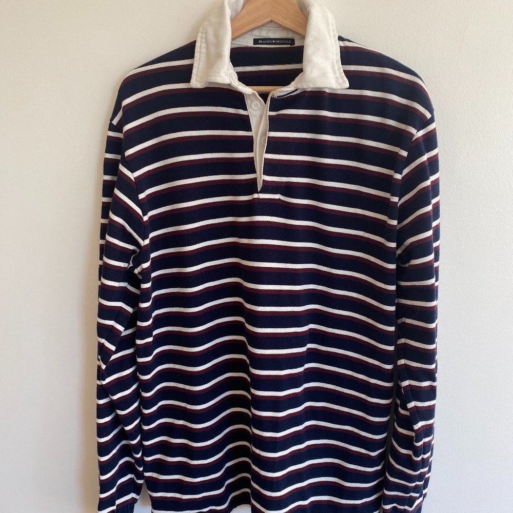 Brandy Melville Navy striped rugby shirt